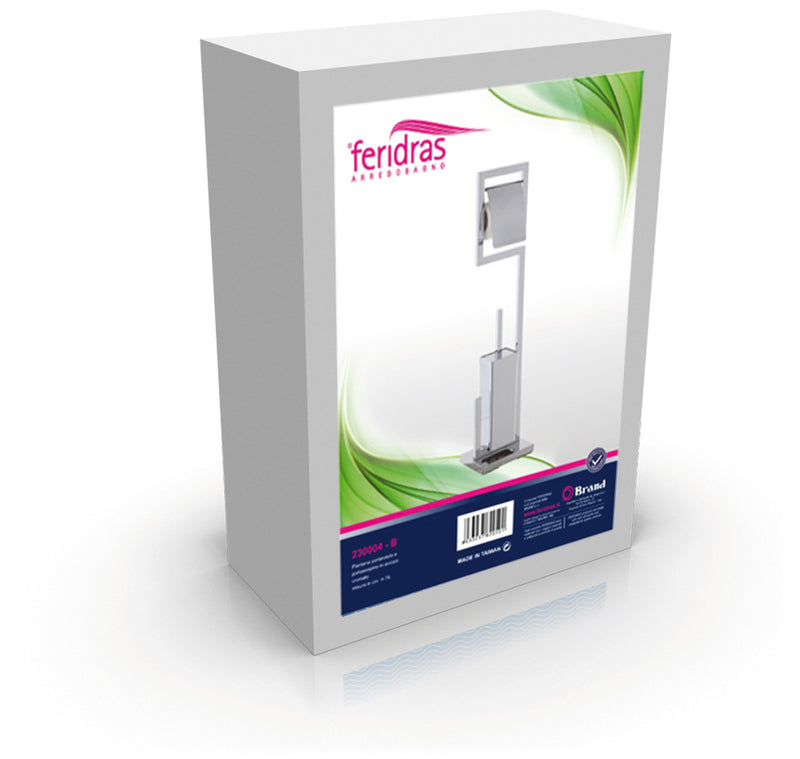 Piantana Porta Rotolo e Porta Scopino Cromata-2