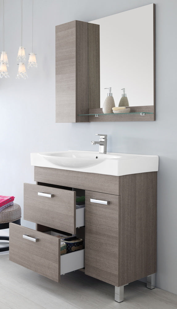 Mobile da Bagno Composizione Bagno 90Cm Rovere Scuro Issimo 90-2