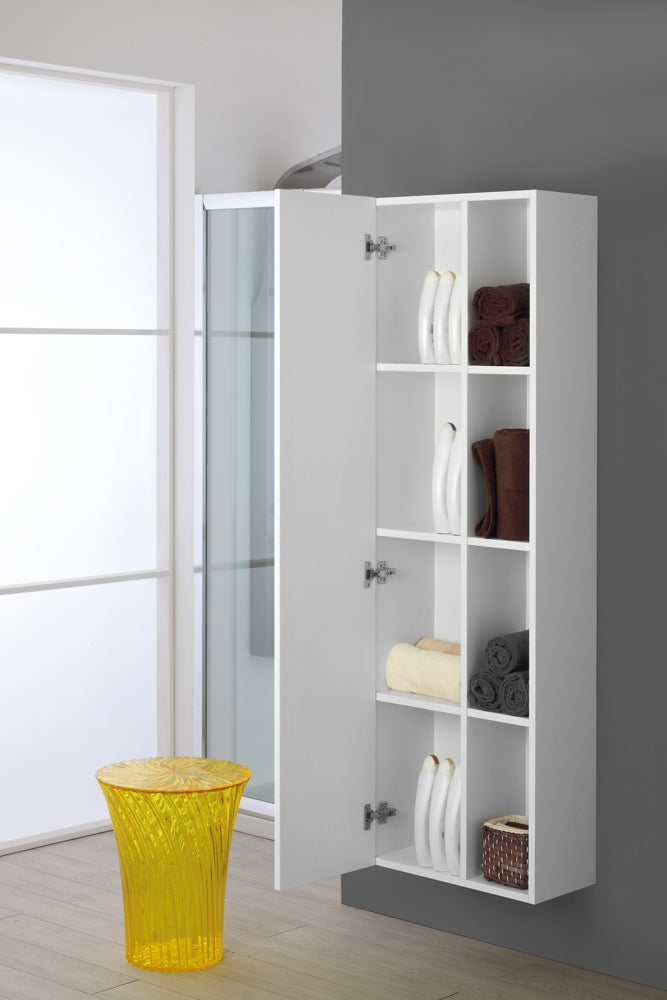 Mobile da Bagno Pensile Sospeso 50X26X160Cm Bianco C/Specchio-2