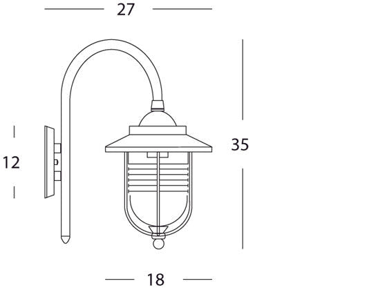 Lampada Applique Piccola in Basso Color Ruggine da Esterno Linea Porto Sovil-2
