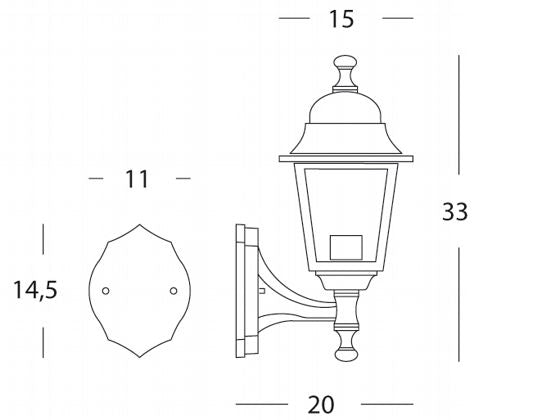Lampada Applique Piccola in Alto Colore Nero da Esterno Linea Mini Quadrata Sovil-2