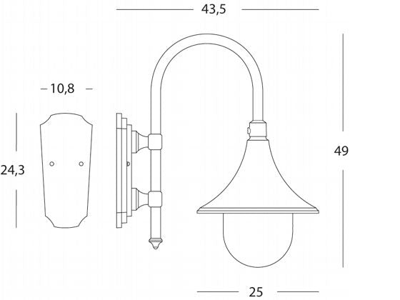 Lampada Applique in Basso Colore Nero per Esterno Linea Lampara Sovil-2