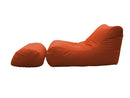 Poltrona Pouf Chaise Longue con Poggiapiedi in Poliestere Arancio Avalli-2