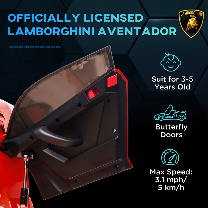 Macchina Elettrica per Bambini 12V con Licenza Lamborghini Aventador SVJ Roadster Rosso-4