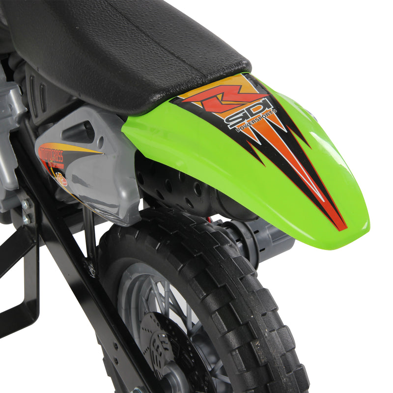 Moto Cross Elettrica per Bambini 6V con Rotelle Verde -10