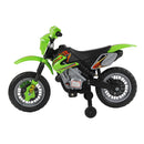 Moto Cross Elettrica per Bambini 6V con Rotelle Verde -2