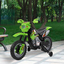 Moto Cross Elettrica per Bambini 6V con Rotelle Verde -3