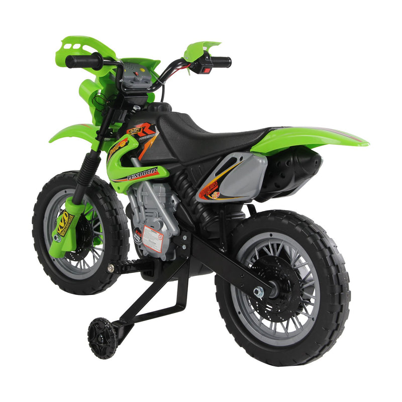 Moto Cross Elettrica per Bambini 6V con Rotelle Verde -6