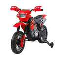 Moto Cross Elettrica per Bambini 6V con Rotelle Rosso -1