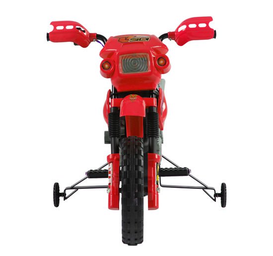 Moto Cross Elettrica per Bambini 6V con Rotelle Rosso -5