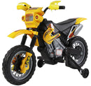 Moto Cross Elettrica per Bambini 6V con Rotelle Giallo -1