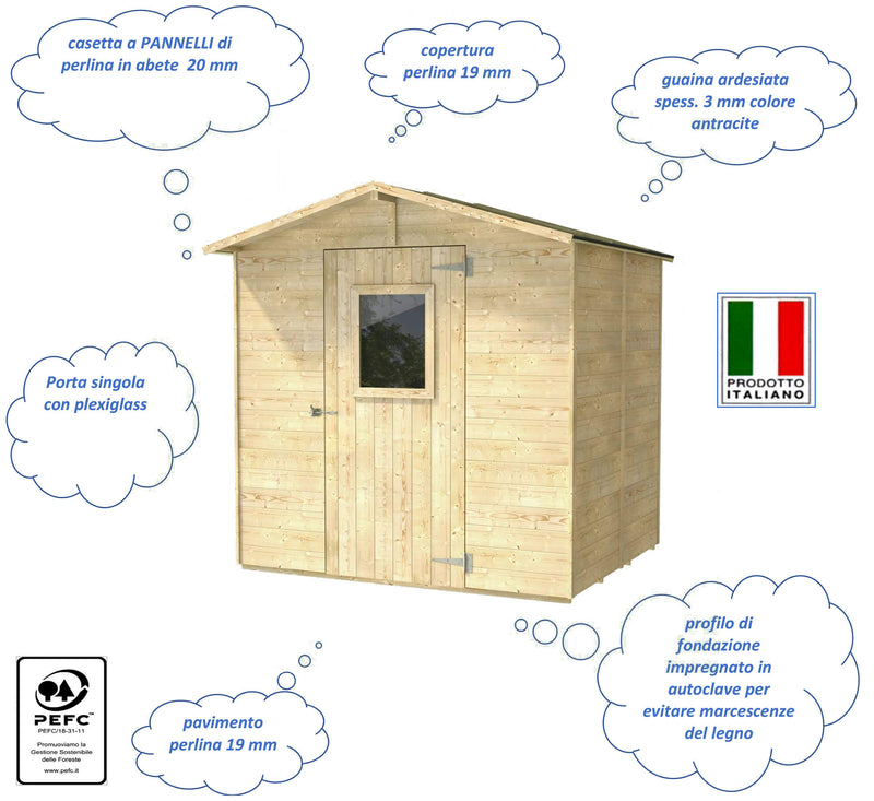 Casetta Box da Giardino per Attrezzi 200x207 cm con Porta Finestrata in Legno Naturale-4