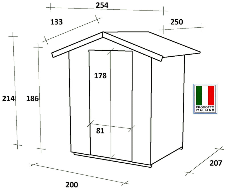 Casetta Box da Giardino per Attrezzi 200x207 cm con Porta Finestrata in Legno Naturale-5