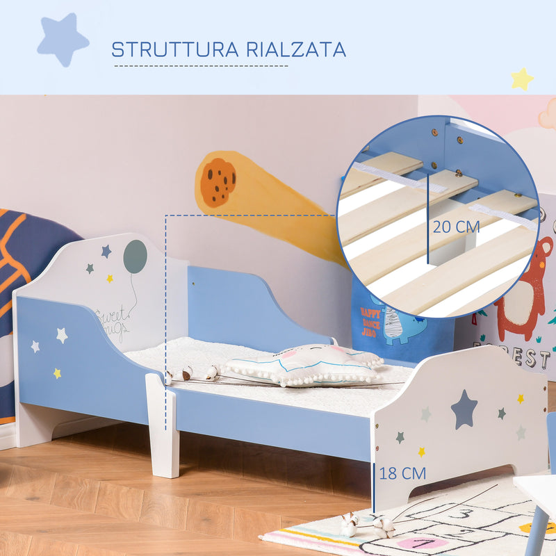Struttura Letto Singolo per Bambini 143x74x59 cm in Compensato di Pioppo Blu e Bianco-5