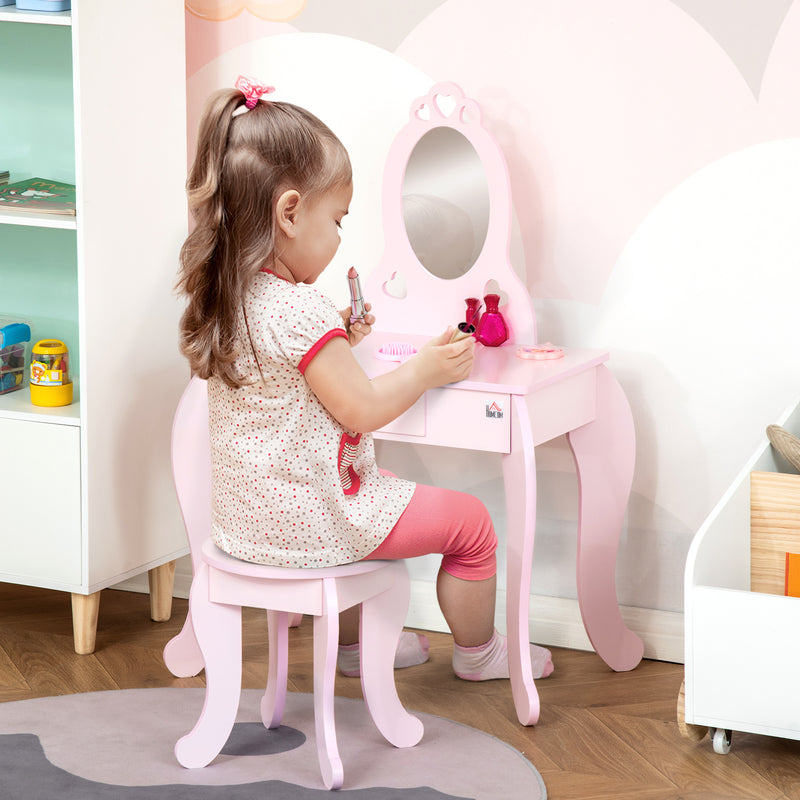 Postazione Trucco Specchiera Giocattolo per Bambini in Legno Rosa –  acquista su Giordano Shop