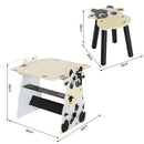 Set Tavolino Lavagna con Sgabello per Bambini Stampa Mucca 60x40x60 cm -3