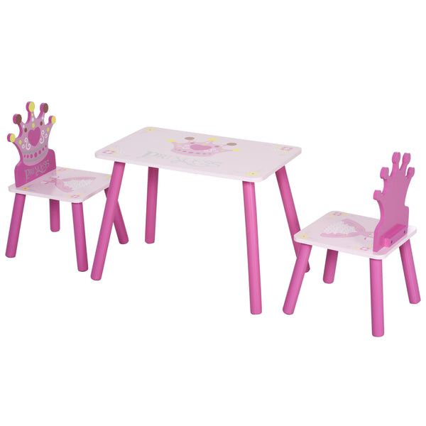 Set Tavolino e 2 Sedie per Bambini in Legno  Rosa acquista