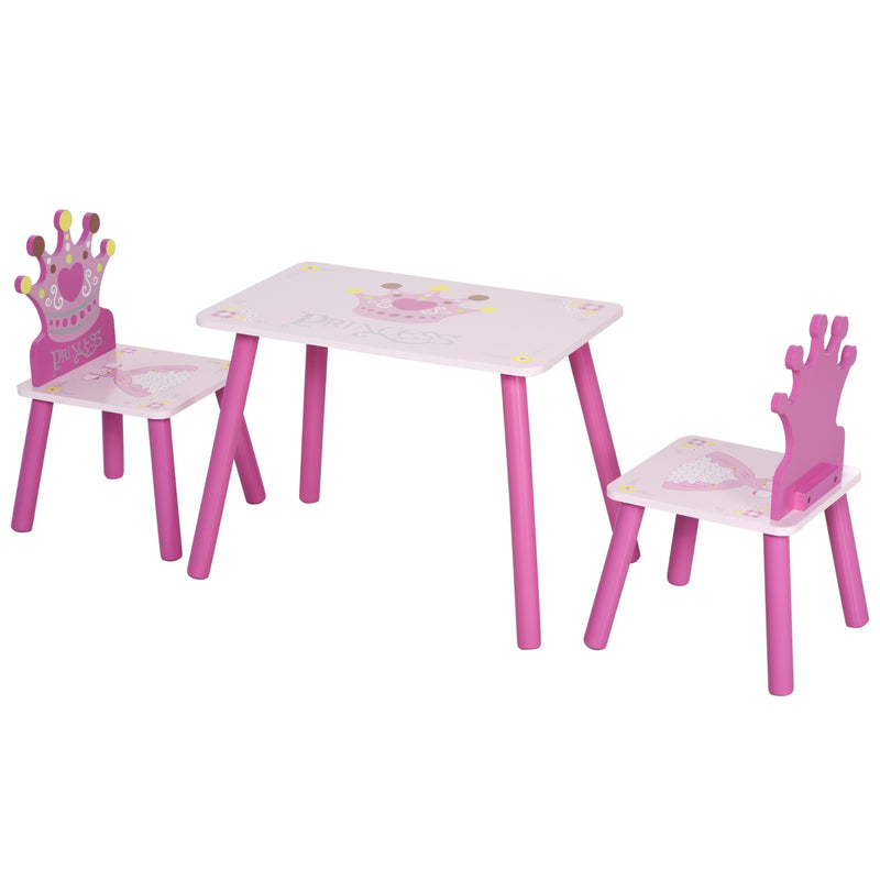 Set Tavolino e 2 Sedie per Bambini in Legno  Rosa-1