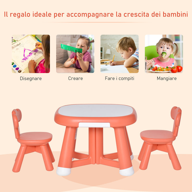 Set Tavolino con 2 Sedie per Bambini con Piano Lavagnetta Bianca   Rosso-4