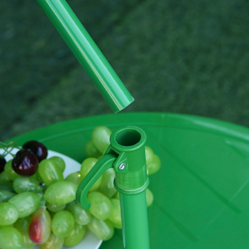 Set Tavolino e 2 Sedie Pieghevoli da Giardino per Bambini con Ombrello Verde Rana-10