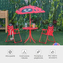 Set Tavolino e 2 Sedie Pieghevoli da Giardino per Bambini con Ombrello Rosso Coccinella-6