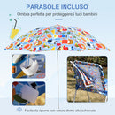 Sedia Mare Spiaggina Pieghevole per Bambini con Ombrello in Metallo e Tessuto Multicolore-4