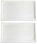Set 2 Vassoi Rettangolari 34x16x2,4 cm in Porcellana Allluminica Kaleidos Aluxina Bianchi-1