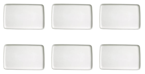Set 6 Vassoi Snack Rettangolari 16x8x1,5 cm in Porcellana Allluminica Kaleidos Aluxina Bianchi prezzo