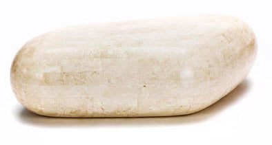 Tavolino da Salotto 98x52xH27 cm in Pietra fossile Sasso medium Beige sconto