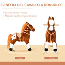 Cavallo a Dondolo per Bambini in Peluche con Suoni Marrone -5