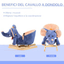 Elefante a Dondolo per Bambini Blu -4