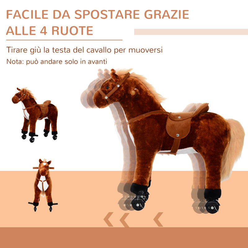 Cavallo Cavalcabile per Bambini con Suoni Marrone -5