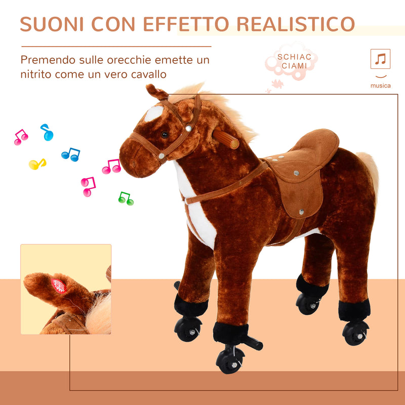 Cavallo Cavalcabile per Bambini con Suoni Marrone -6