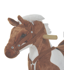 Cavallo a Dondolo per Bambini con 60Kg Peluche Marrone -4