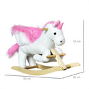 Cavallo a Dondolo Unicorno per Bambini in Legno e Peluche Unicorno Bianco-3