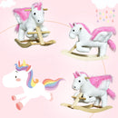 Cavallo a Dondolo Unicorno per Bambini in Legno e Peluche Unicorno Bianco-5