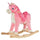 Cavallo a Dondolo Unicorno per Bambini in Legno e Peluche Unicorno Rosa