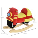 Dondolo per Bambini in Legno Moto in Peluche 60x25,5x48 cm con Suoni  Rosso e Giallo-3