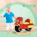 Dondolo per Bambini in Legno Moto in Peluche 60x25,5x48 cm con Suoni  Rosso e Giallo-6