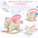 Dondolo per Bambini in Legno Cavallo in Peluche   Bianco e Rosa-6
