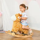 Cavallo a Dondolo per Bambini in Legno e Peluche Giraffa Giallo-2