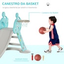 Scivolo per Bambini 140x87x75 cm con Canestro e Pallone Basket Grigio e Blu-5