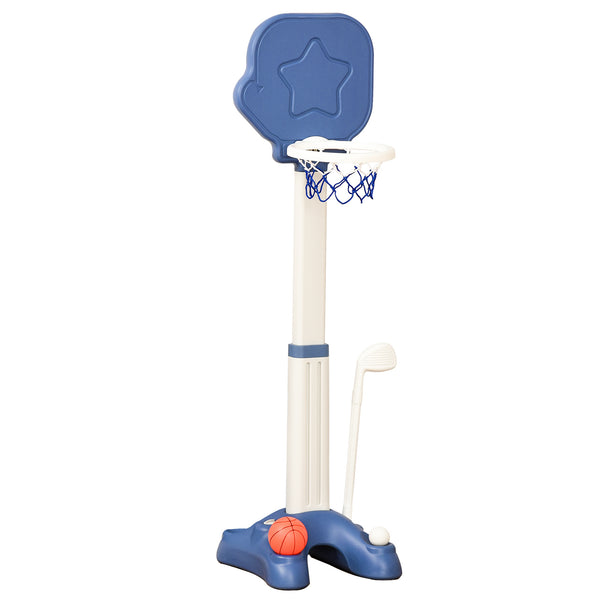 Canestro da Basket e Set Golf per Bambini con Altezza Regolabile Bianco e Blu acquista