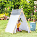 Tenda Indiana per Bambini 130x111x136 cm in Legno e Poliestere Grigia e Bianca-2