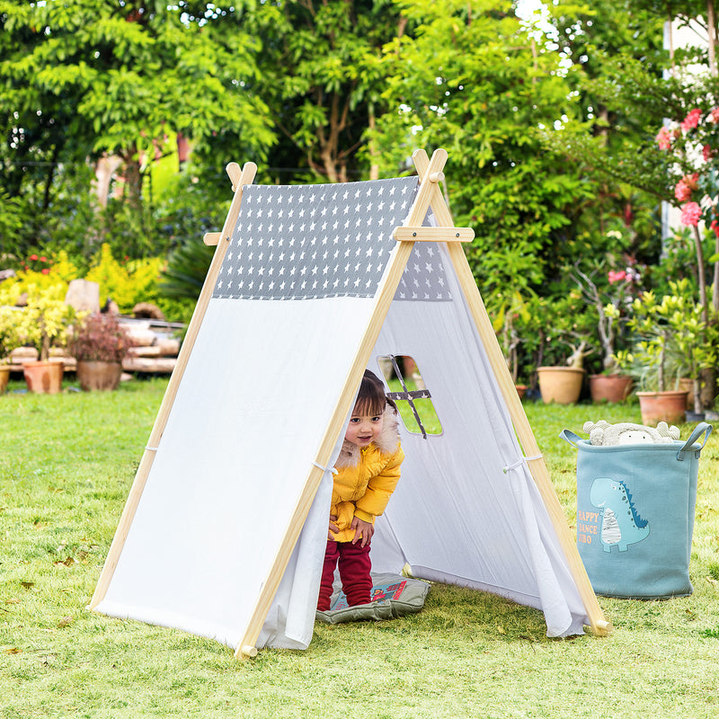 Tenda Indiana per Bambini 130x111x136 cm in Legno e Poliestere Grigia e  Bianca – acquista su Giordano Shop
