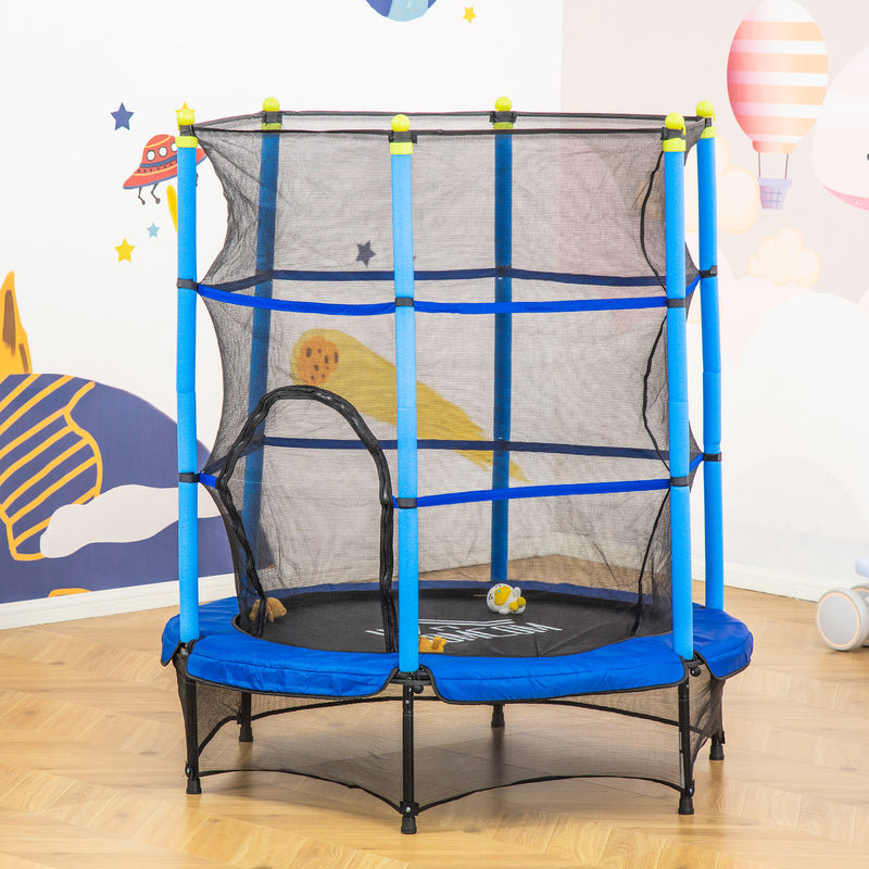Trampolino Tappeto Elastico per Bambini Ø140x158 cm in Acciaio Blu e Nero-2