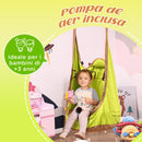 Amaca a Sacco per Bambini Sospesa 75x55x140 cm in Cotone e PVC Verde-7