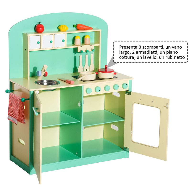 Cucina Giocattolo per Bambini 60x30x93 cm in Legno con Accessori Bianca –  acquista su Giordano Shop