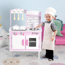Cucina Giocattolo per Bambini 55x30x80 cm in Pino e MDF con Accessori  Rosa-2