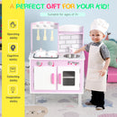Cucina Giocattolo per Bambini 55x30x80 cm in Pino e MDF con Accessori  Rosa-5